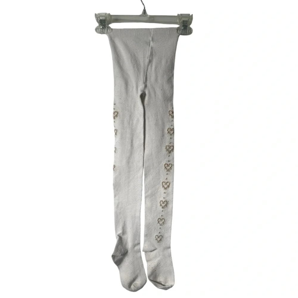 Janie and Jack Girl's tights footsie size 4-5 White